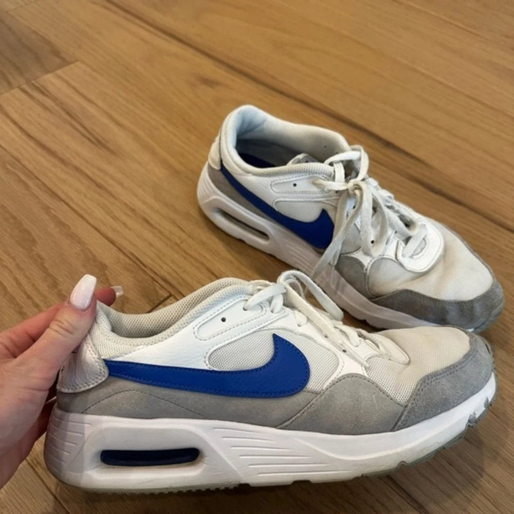 Nike White and Blue Men's Sneakers